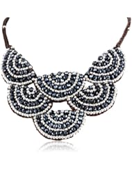 Panacea Corded Rope Navy Silver Bead Bib Necklace, 19"