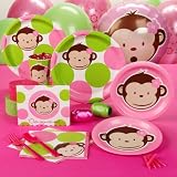 Pink Mod Monkey Standard Party Pack for 16 Party Supplies