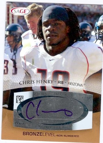 Chris Henry Autographed/Hand Signed Football Card (2007 Sage Bronze Level #A23)