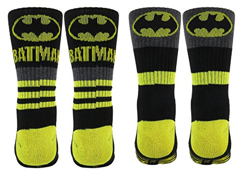 Batman Mens Athletic Crew Socks 2 Pair Black, shoe size 6-12.