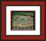 Small Spartan Stadium Michigan State Spartans Aerial Framed Print - Cherry Double Mat