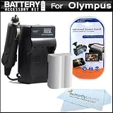 Battery And Charger Kit For Olympus E-5 Digital SLR Camera Includes Extended (1800 Mah) Replacement BLM-5 Battery + A/c D/v Travel Charger + LCD Screen Protectors + MicroFiber Cleaning Cloth