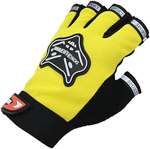 Ambec Bike Half Finger Net Cloth The Fox Head Gloves Motorcycle Gloves Racing Motocross Motorbike Gloves Dirt Moto Summer (Yellow)