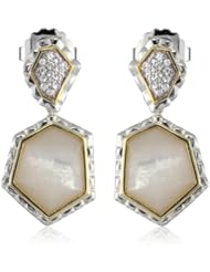 Kara Ross "Nugget" Mother-Of-Pearl and White Sapphires Double Drop Earrings