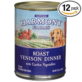 HARMONY FARMS Roast Venison Dinner with Garden Vegetables Food for Dogs, 12.5-Ounce Cans (Pack of 12)