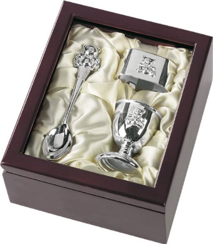 Childs Egg Cup, Spoon & Napkin Ring Set in Wooden Box, Christening Gift, Personalised