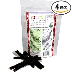 Paw Naturaw Organic Beef Jerky, 3-Ounce Zip Close Bags (Pack of 4)