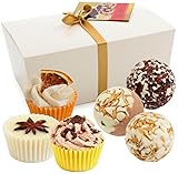 BRUBAKER Cosmetics 6 Handmade "Merry Christmas" Spa Bath Bombs Bath Melts Gift Set - All Natural Vegan, Organic Shea Butter, Cocoa Butter and Olive Oil Moisturize Dry Skin