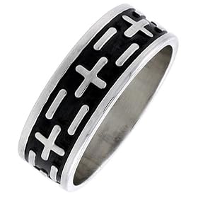 1/4" (7 mm) Sterling Silver Hand Made Cross Ring size 7: Jewelry