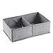 mDesign Soft Fabric 2 Section Dresser Drawer and Closet Storage Organizer for Child/Kids Room, Nursery, Playroom - Divided Organizer Bin - Textured Print - Gray