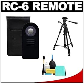 RC-6 Wireless Shutter Release Remote Control + 57 Tripod + Cleaning Kit for Canon Rebel T1i, T2i, T3i, T4i & EOS M, 60D, 7D, 5D Mark III Digital SLR Cameras
