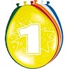 8 LUFTBALLONS 1.GEBURTSTAG BUNT GEMISCHT