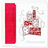 Silver And Red Gifts Holiday Cards -