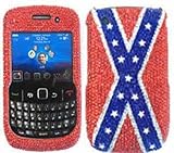 BlackBerry Curve 8520/8530/9300 Full Diamond Crystal, Rebel Flag Hard Case/ ....
