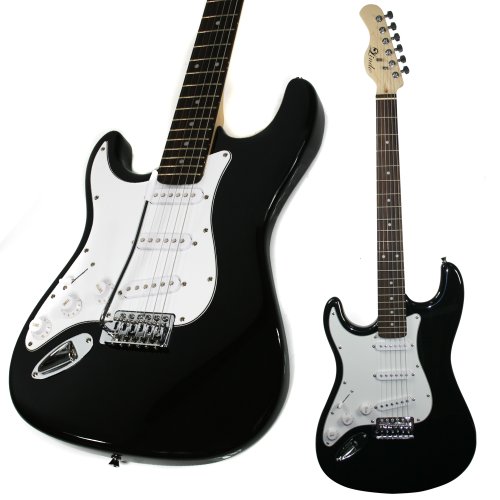Lindo Left Handed Strat Electric Guitar with Soft Carry Case - Black