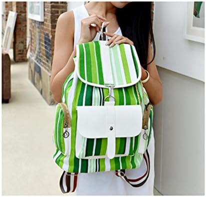 Leisure Cool Green White Stripes Drawstring Backpack/Schoolbag/Rucksack Gift Idea