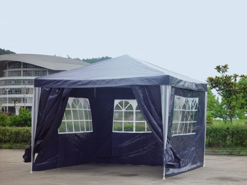 Pavillon PE Gartenzelt mit 4 Seitenteilen in Blau