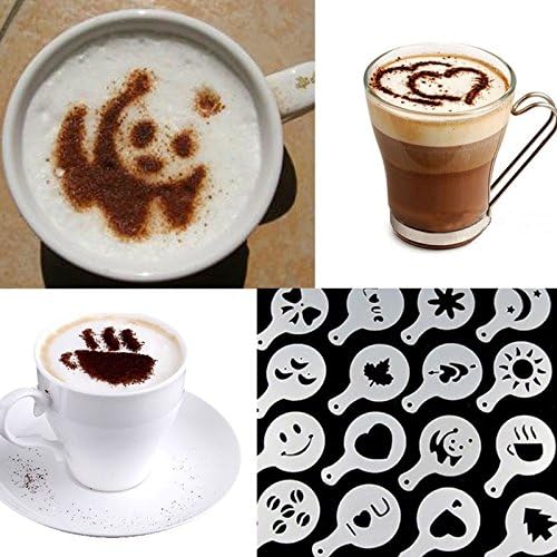 Gmmiao Hot 16Pcs Coffee Latte Art Stencils DIY Decorating Cake Cappuccino FoamTool CN (Color: White) gifts