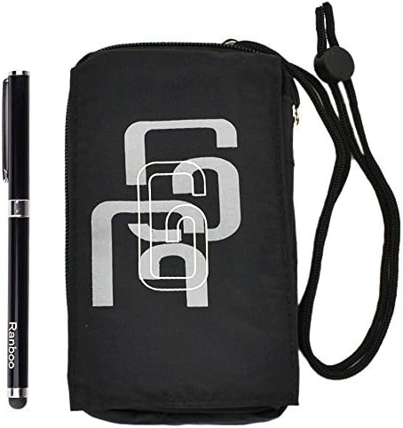 Ranboo Universal Multipurpose Nylon Hook Cellphone Pouch Case/ Belt Waist Bag /Zipper Pocket Money Purse for Iphone 6 plus,Samsung Galaxy Note 4, Iphone 6 ,Note 3,Note Edge,Samsung S5 ,S4,iphone 5s,Nokia Lumia 1520 1020 920 930 830 520,Sony Xperia Z3 Z2, LG G3,G2 + 2 in 1 stylus pen (Black)