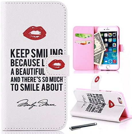 For iphone 6 Case , Zi&p® Well Designed Lips Pattern Premium PU Leather + Wallet with Built-in Media Bracket / ID Credit Card and Cash Slots, Flip With Magnetic Closure Cover Case For iphone6 (Lips)