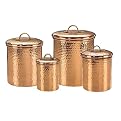 Solid Hammered Copper Canisters Set Of 4