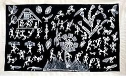 Warli Paintings Tribal Art in India Home Decor 19 x 12 inches (warli123)