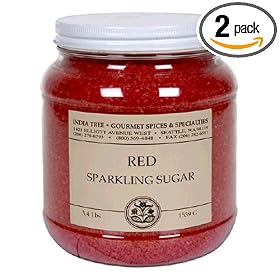 India Tree Holiday Red Sparkling Sugar, 3.4-Pound Jars (Pack of 2)