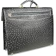 Fontanelli Black Ostrich Stamped Calf Leather Briefcase
