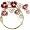 Crescent Crystal Flower Venetian Pearl Brooch Pin - Pink