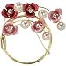 Crescent Crystal Flower Venetian Pearl Brooch Pin - Pink