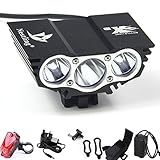 Nestling®Solarstorm 6600Lm Headlamp Cree x3 Bicycle Bike led Headlight Flashlight Black With 4x18650 Battery Pack 6400Mah + Rear light