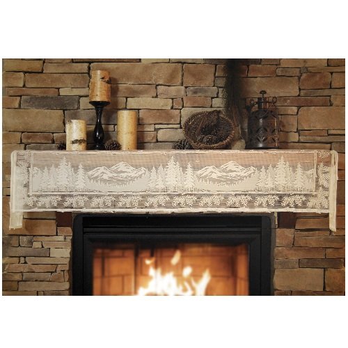Heritage Lace Pine Ridge 20-Inch by 90-Inch Mantle Scarf, Cafe