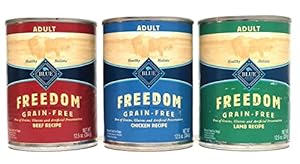 Blue Buffalo Freedom Grain Free Wet Adult Dog Food Variety Pack, 3 Flavors (Lamb, Chicken, & Beef), 12.5-Ounces Each (6 Pack) Blue Buffalo Freedom Grain Free Wet Adult Dog Food Variety Pack, 3 Flavors (Lamb, Chicken, & Beef), 12.5-Ounces Each (6 Pack)