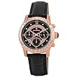 JBW-Just Bling Womens JB-6237-J "Venus" Rose Gold Black Designer Leather Diamond Watch