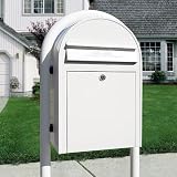 USPS Bobi White Mailbox with Stand Mailslot Material: White Zincplated Steel