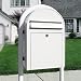 USPS Bobi White Mailbox with Stand Mailslot Material: White Zincplated Steel USPS Bobi White Mailbox with Stand Mailslot Material: White Zincplated Steel