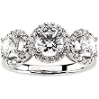 14K White Gold Diamond Three Stone Ring Semimount - 1.00 Ct. - CENTER STONE NOT INCLUDED