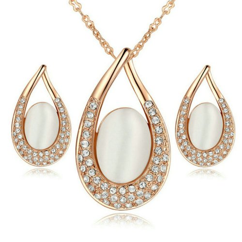 Yoursfs opal teardrop pendant necklace and dangle earri…