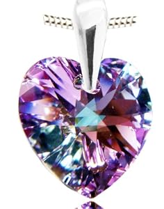 Victoria's Secret Anglels' Style Pure Seduction Swarovski Elements Mystic Topaz Purple Amethyst Crystal Heart Necklace Pendant with Sterling Silver 925 Finish By Royal Crystals