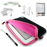 Kroo Glove Sleeve Cover Case with extra pocket For Barnes & Noble Nook E-Reader + Includes a 4-Inch eBigvalue Determination Hand Strap + 3 in 1 Combo of Home and Car charger with a USB Data Sync Cable + Full Sreen Protector
