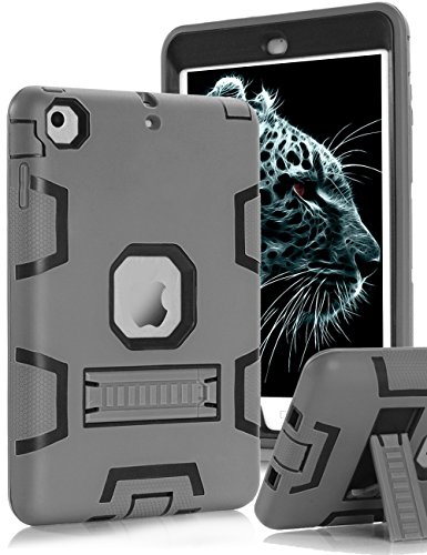 Topsky 2877893 Shock-Absorption Three Layer Armor Defender Full Body Protective Case for iPad Mini, Mini 2 , Mini 3, Mini Retina - Grey Black
