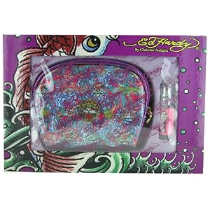 ED HARDY by Christian Audigier Gift Set for WOMEN: SET-EAU DE PARFUM SPRAY .25 OZ MINI & COSMETIC BAG