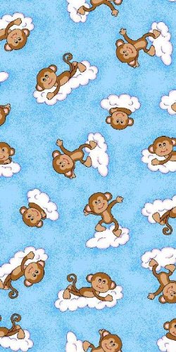 Picture of Cozy SheetWorld Fitted Pack N Play (Graco Square Playard) Sheet - Monkeys Blue - Made In USA PP3636-W650 (Playard Bedding)