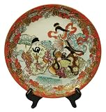 Decorative Chinese hand painted porcelain plate with gold filigree - Asian figures