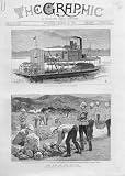 SHIPS & BURIAL OF DEAD HEROS SOUDAN WAR Antique Print