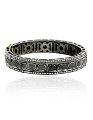 18kt Gold 6.98cts Real Diamond Pave Designer Bangle Bracelet Silver Fashion Jewelry
