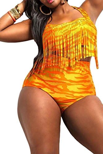 Plus Size Women Retro Fringe Top High Waist Bikini Swimwear Newest & stylish designs with excellent features