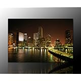Wandbild xxl(miami_skyline80x120cm) Deko Bild auf Leinwand. Ausf�hrung sch�ner Kunstdruck auf echter Leinwand und Keilrahmen. Bild Motiv(Miami Skyline Nacht Wasser Lichter Br�cke Amerika Stadt Wolkenkratzer Himmel braun wei� gelb)Made in Germanyvon "Nix-Art Wandbilder"