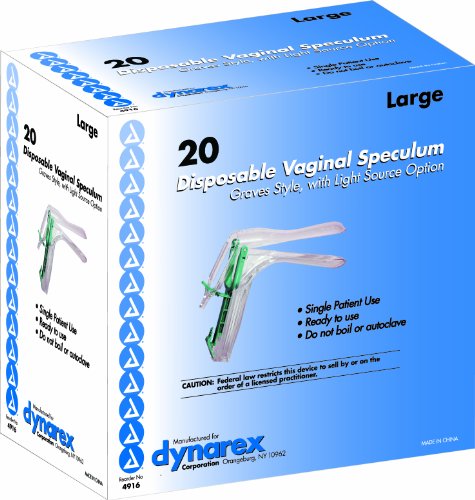 Dynarex Vaginal Specula Disposable, Graves Style with Light Source Option, Large,20 Count