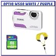Pentax Optio WS80 White/Purple 10MP CCD Digital Camera w/ 4GB SDHC & Floating Strap Bundle Pack #1